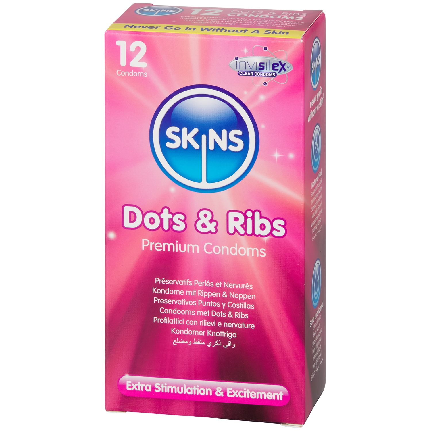 Skins Dots&Ribs Kondomer 12 stk - Klar