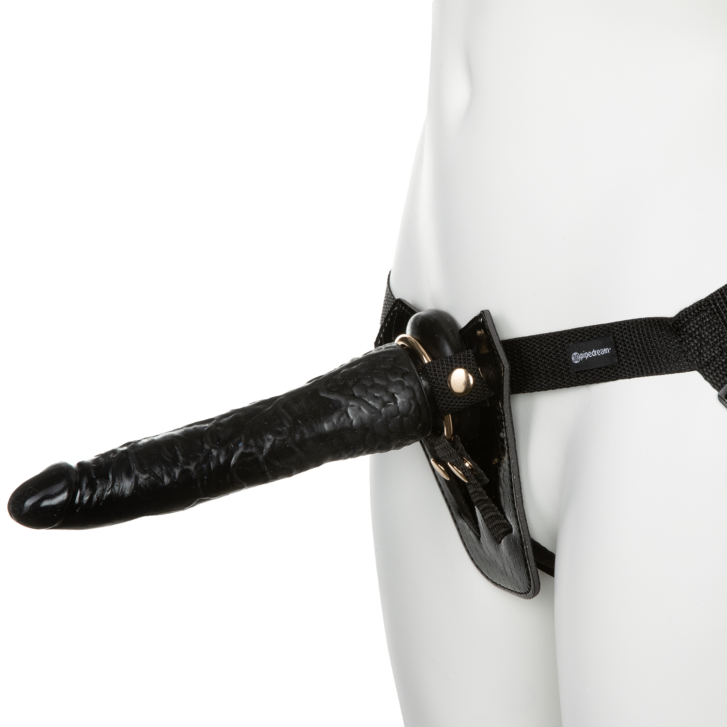Fetish Fantasy Gold Designer Strap-On Sæt 18 cm - Sort