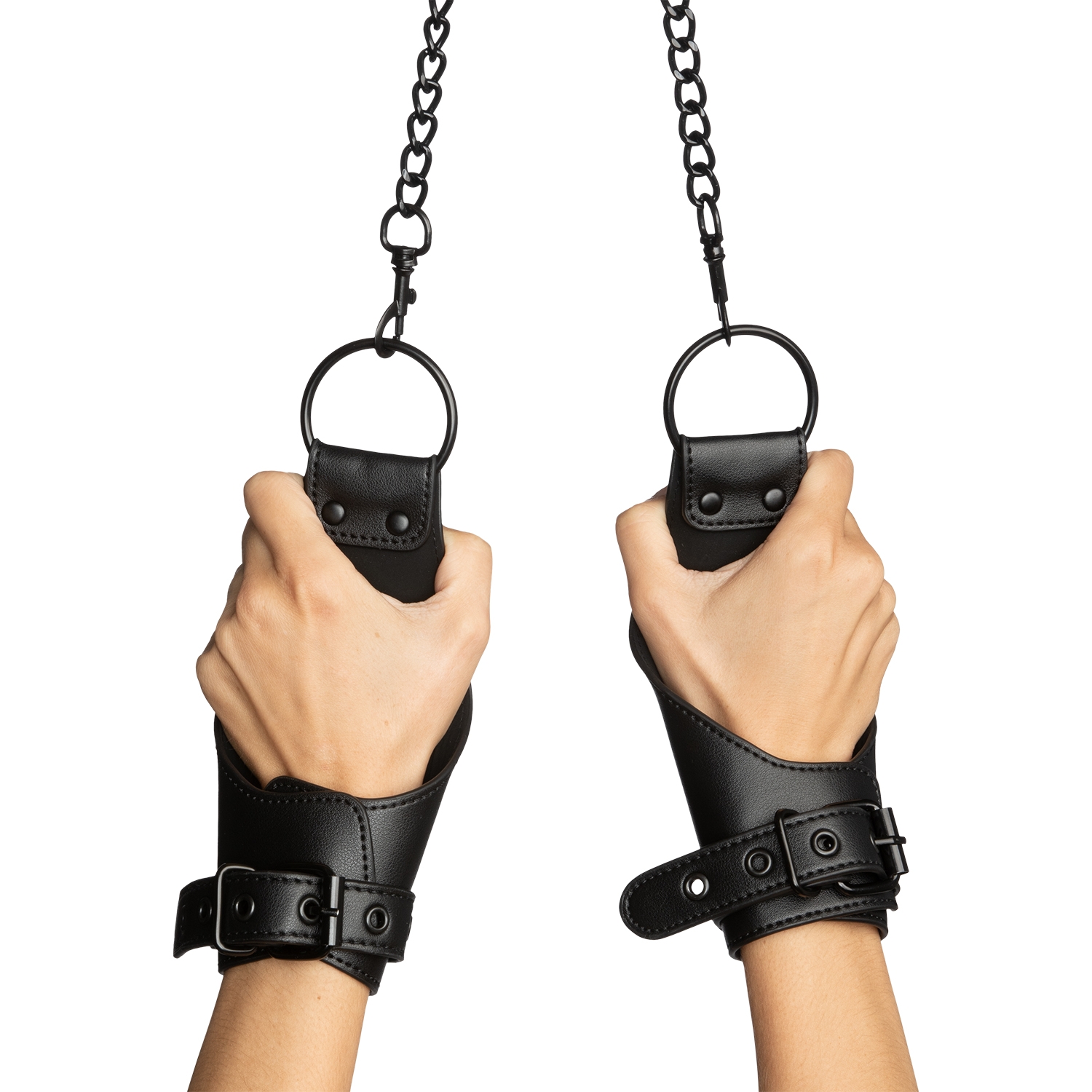 obaie Imiteret Læder Hanging Manchetter - Sort