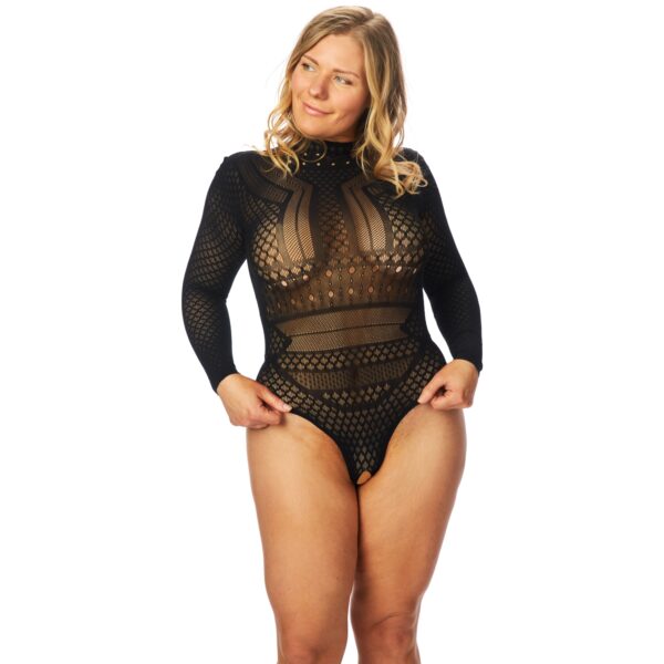 NORTIE Gry Bundløs Bodystocking Plus Size     - Sort - Plus size