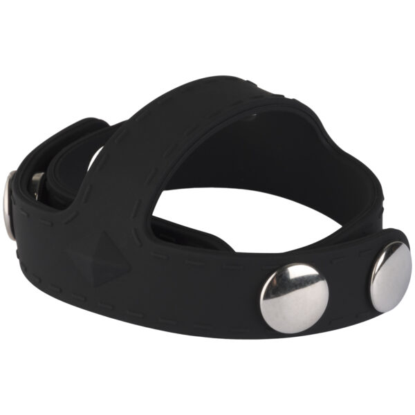 Blue Line C&B Gear Silikone T-stil Penisring med Testikel Divider   - Sort