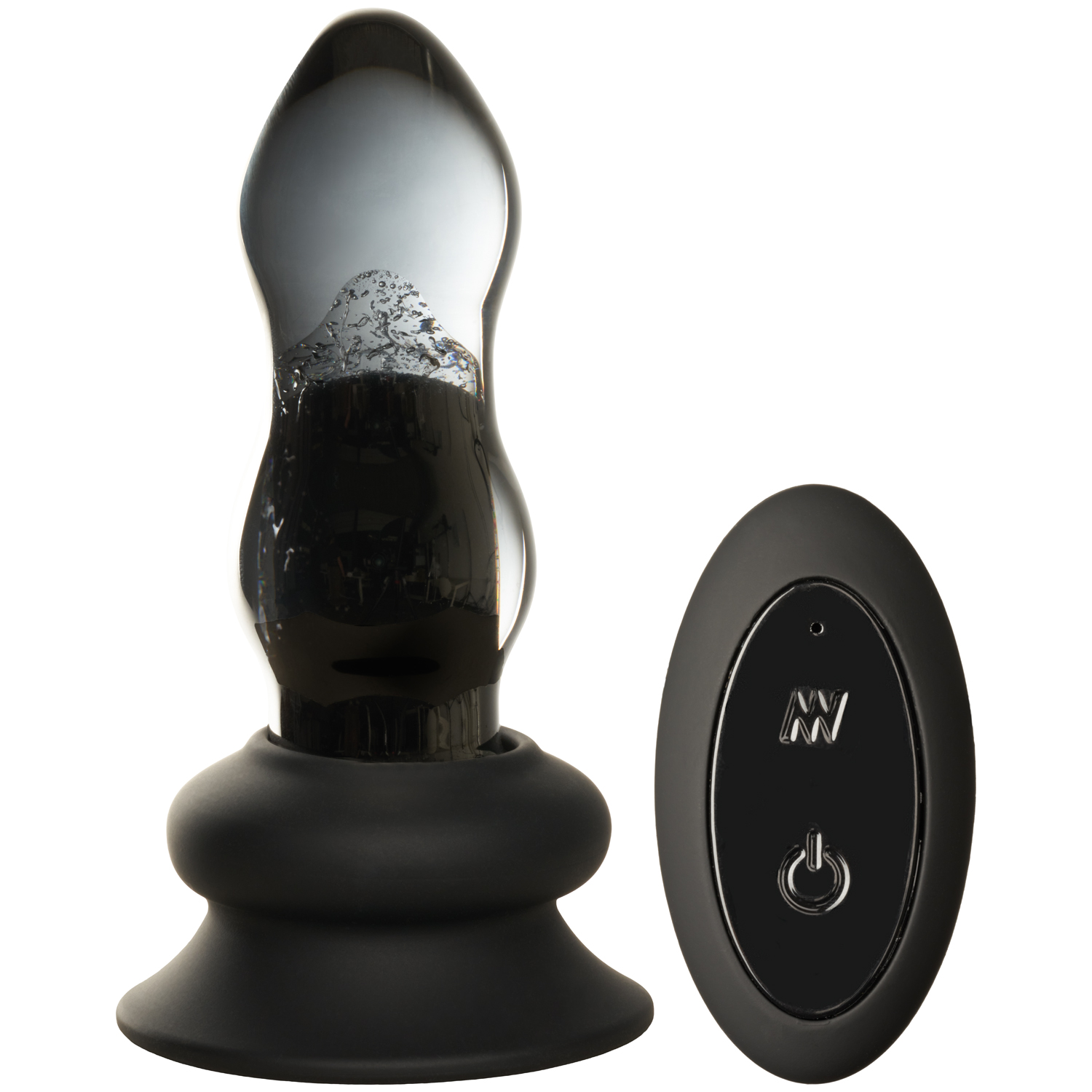 Sinful Vibe Glas Butt Plug med Fjernbetjening - Sort