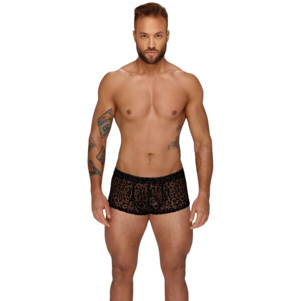 Noir Handmade Men Leopard Mesh Shorts      - Sort - 2XL