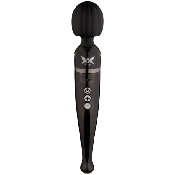 Pixey Deluxe Chrome Kraftfuld Opladelig Massager     - Sort