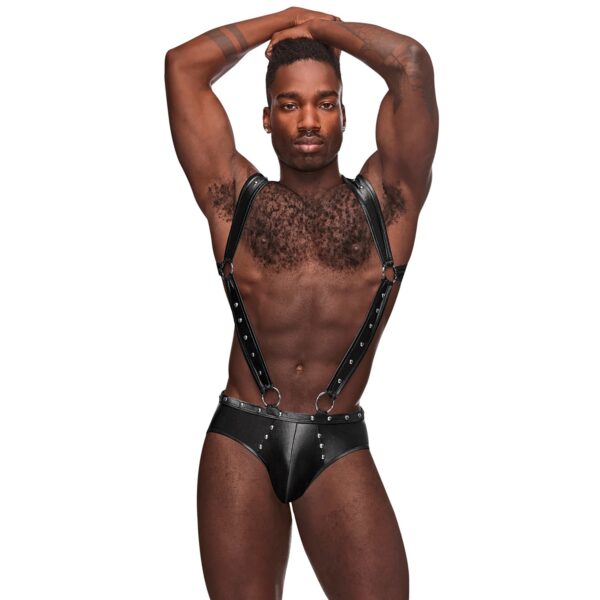 Male Power Fetish Uranus Jock Brief med Harness    - Sort - S/M