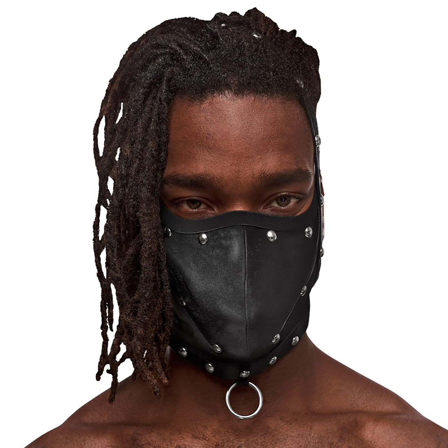Male Power Fetish Triton Bondage Maske med Ring - Sort