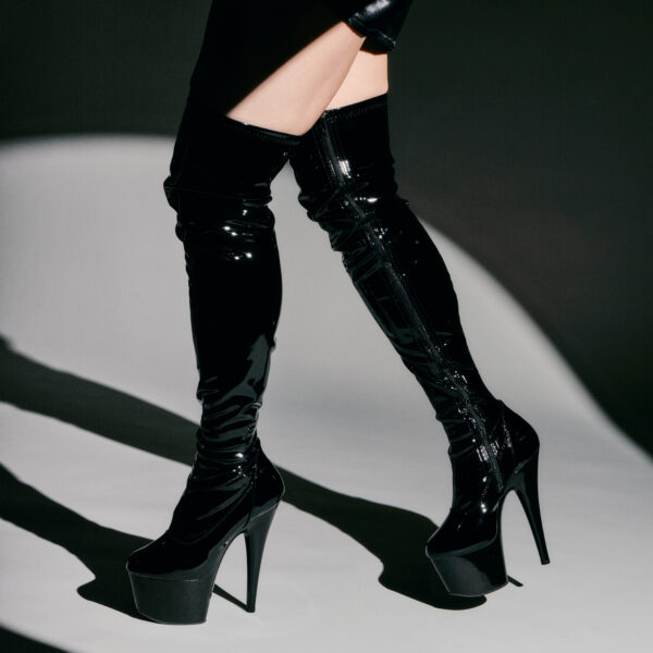 Pleaser Adore 3000 Lårhøje Støvler Sort     - Sort - 44