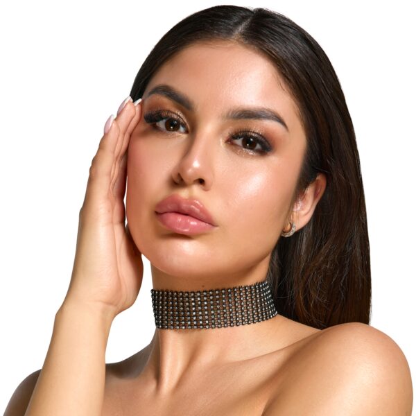 Cottelli ACCESSOIRES Choker med Rhinsten Sort     - Sølv