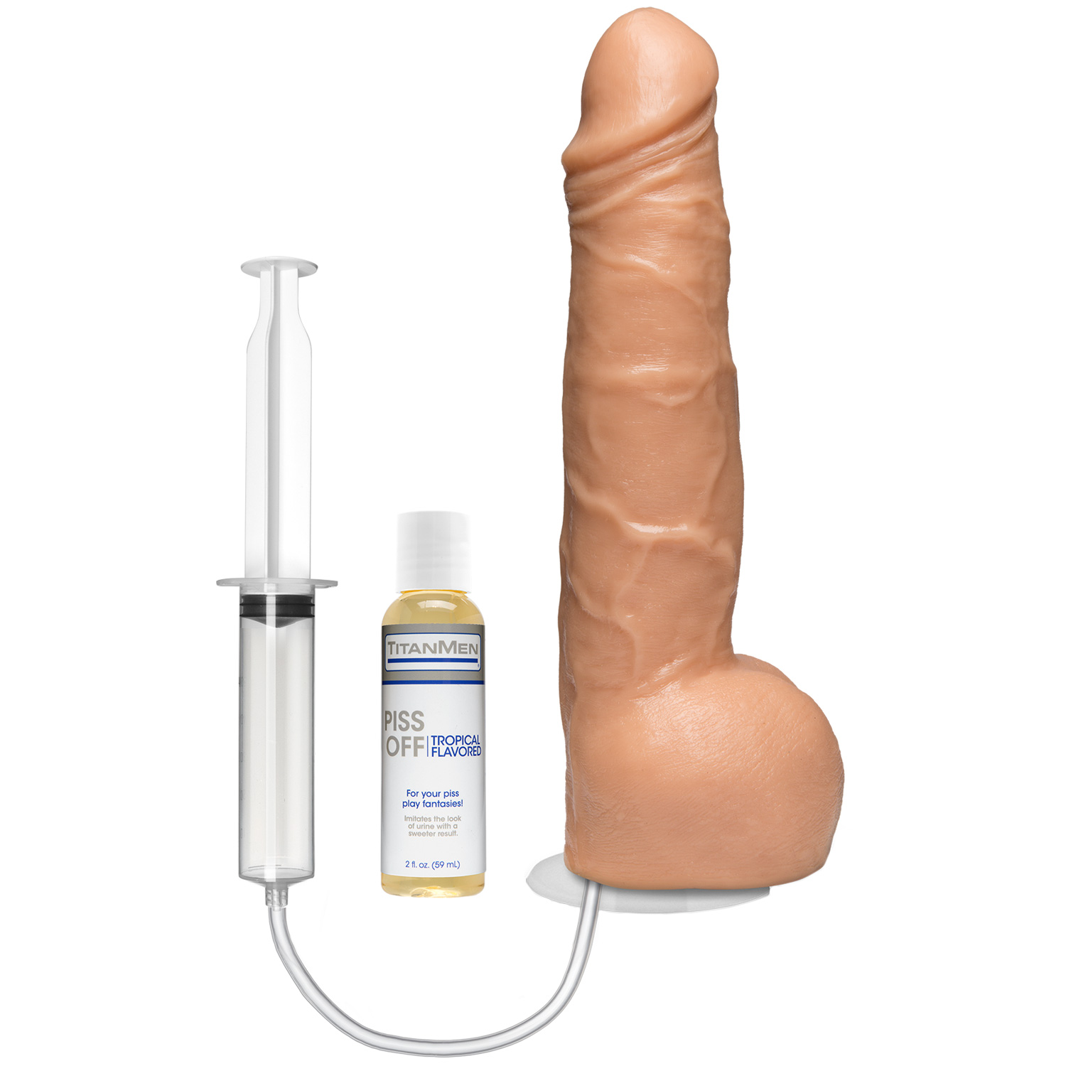Doc Johnson TitanMen Piss Off Vac-U-Lock Sprøjte Dildo 26 cm - Nude