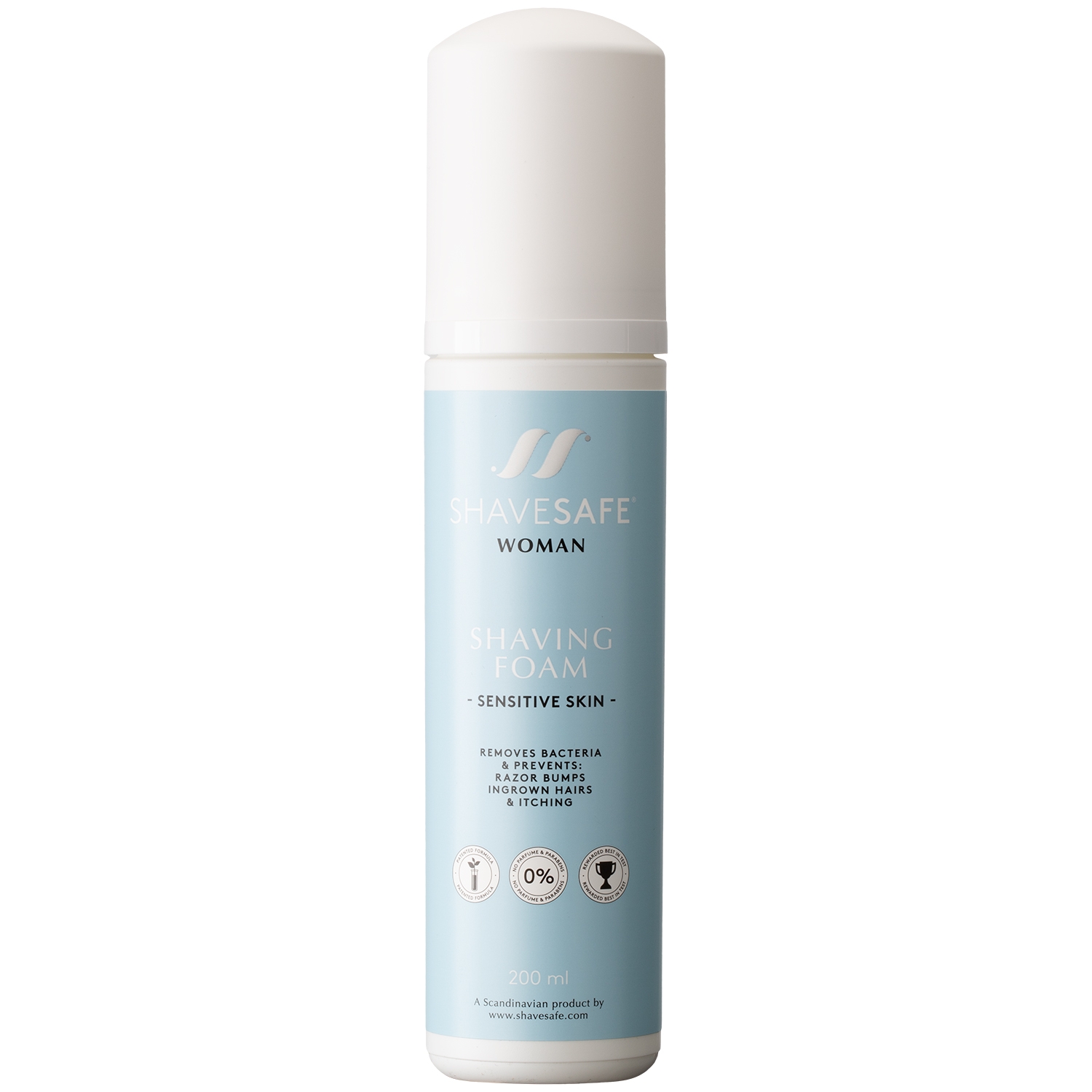 ShaveSafe Sensitiv Intim Barberskum mod Røde Knopper 200 ml - Hvid