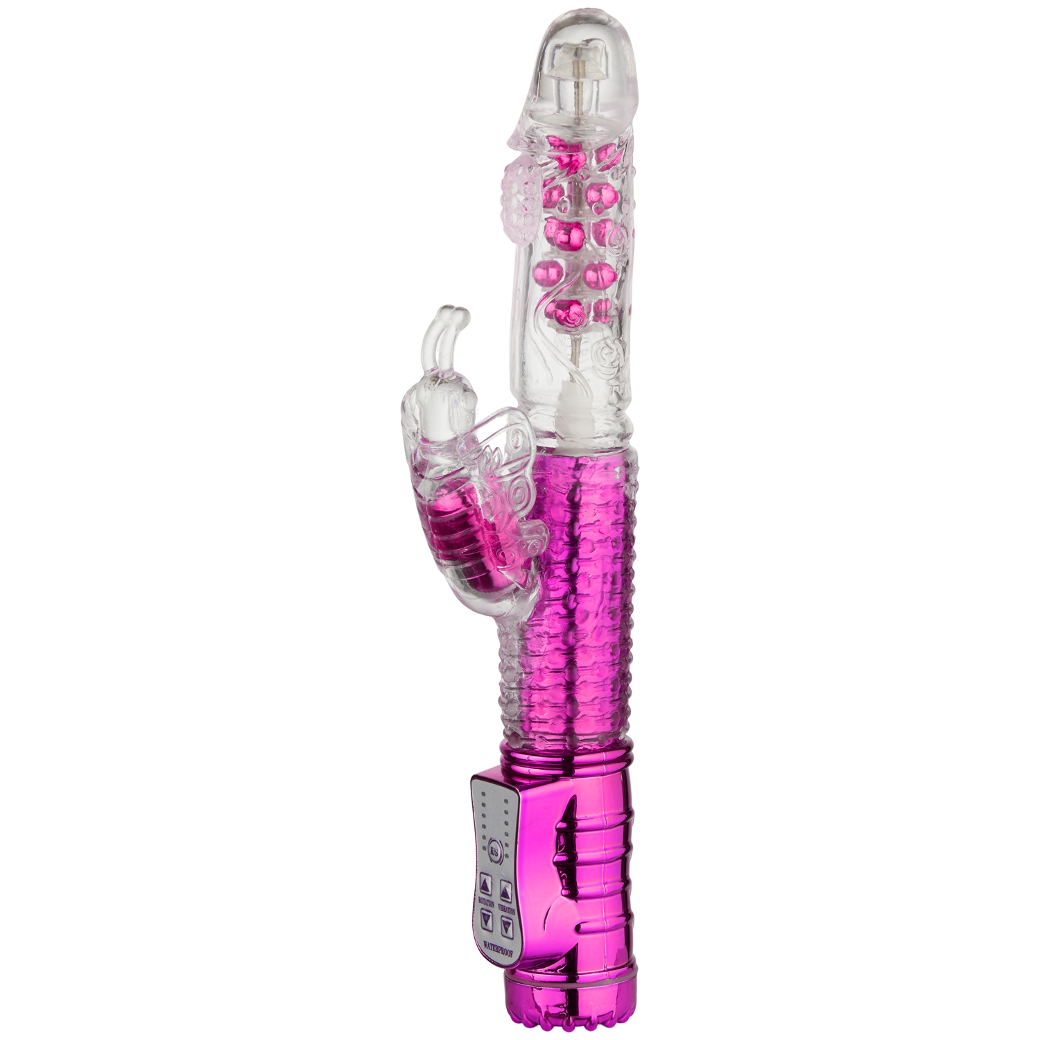 Baseks Thrusting G-punkts Butterfly Vibrator Opladelig - Fuchsia