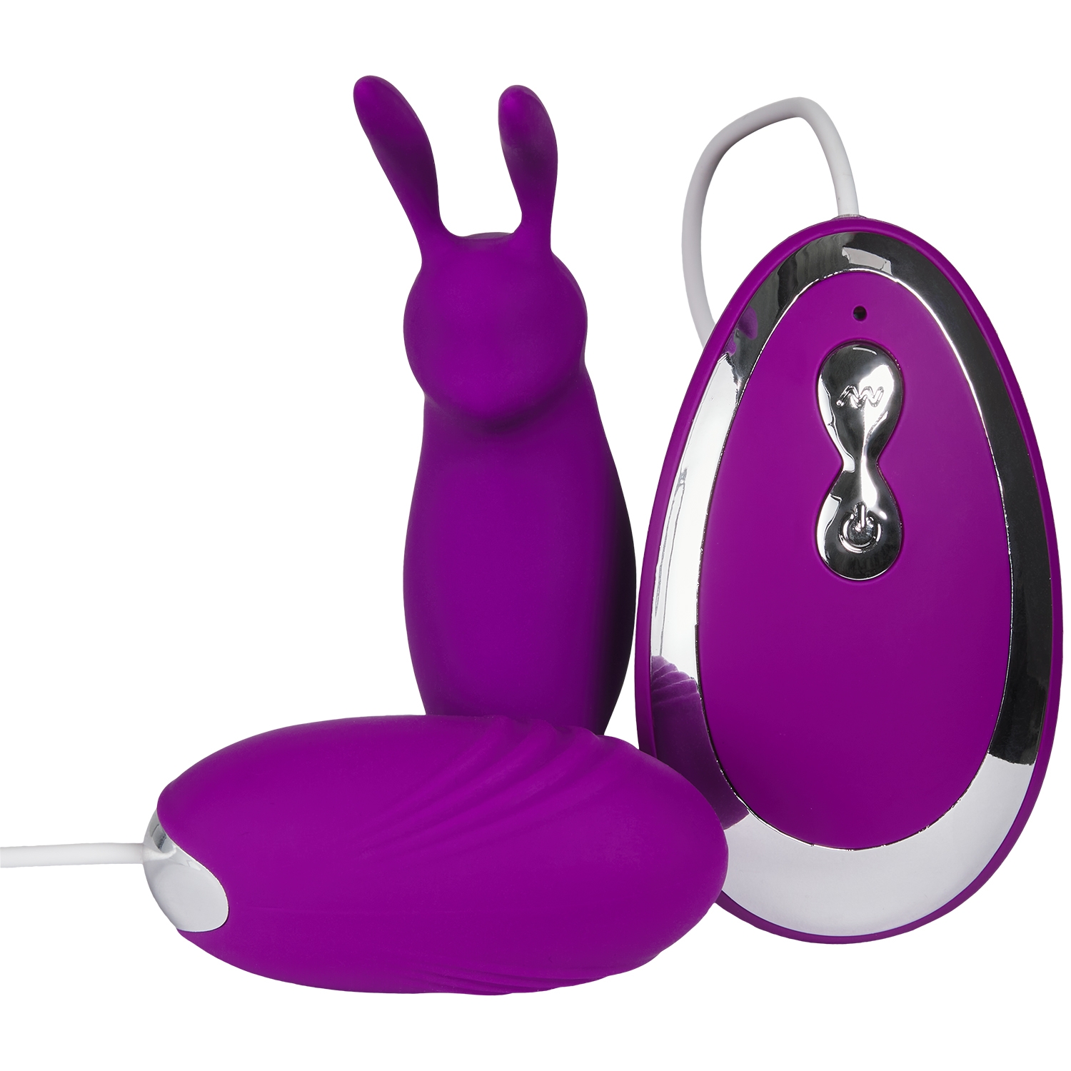 Baseks Bunny Tickler og VibratorÆg med Fjernbetjening - Lilla