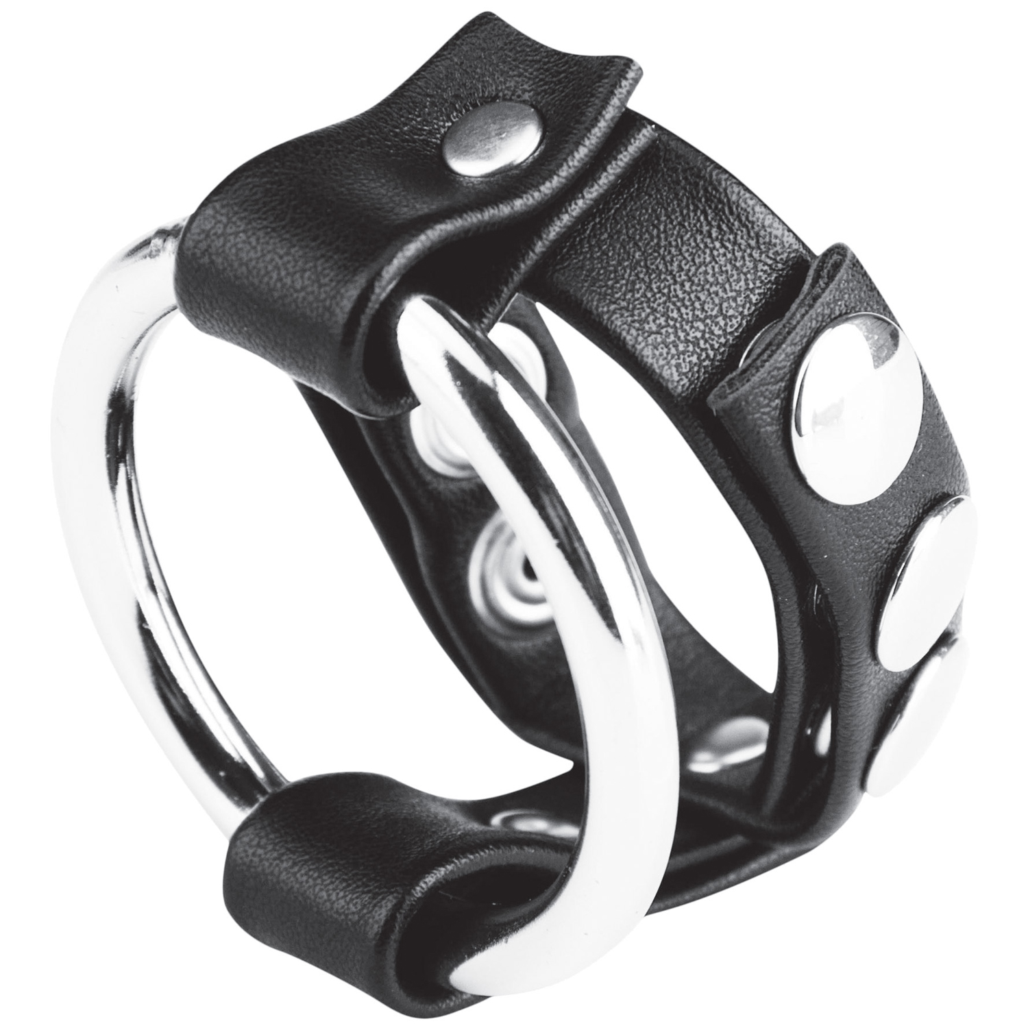 Blue Line C&B Gear Metal Penisring med Justerbar Snap Testikelstrop - Sort