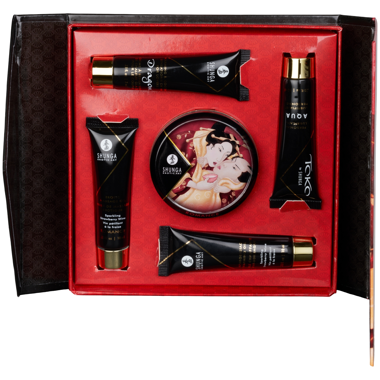 Shunga Geisha Sparkling Strawberry Wine Intim Massage Sæt - Flere farver