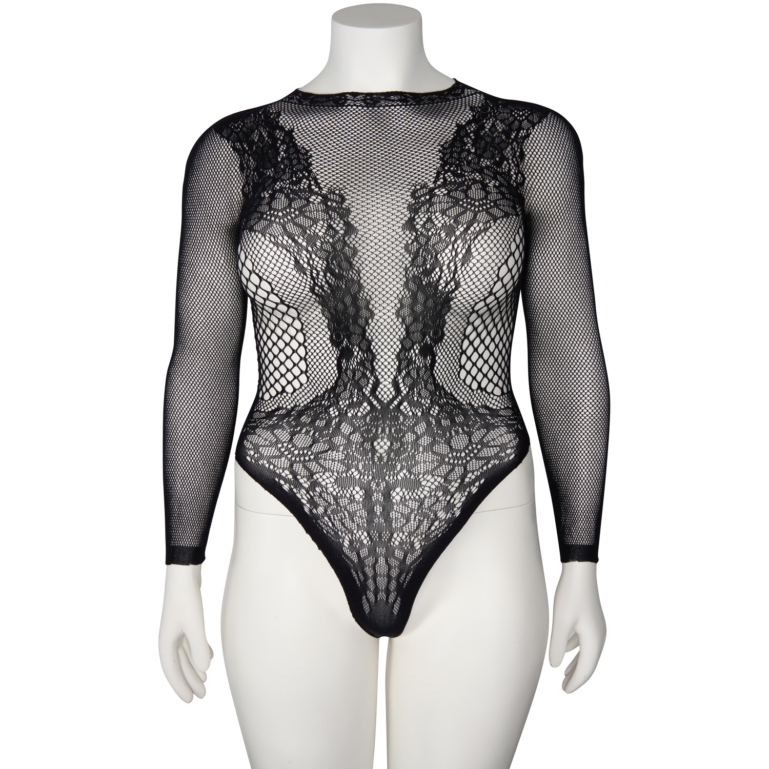 NORTIE Clover Bundløs Bodystocking Plus Size - Sort - Plus size