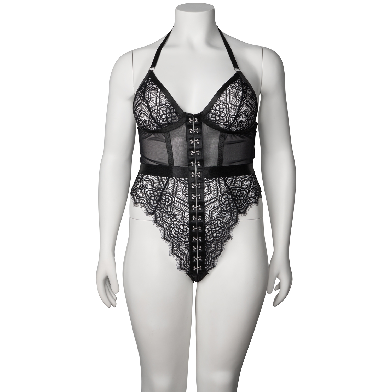NORTIE Moments Carmen Bundløs Bodystocking - Sort - Plus size