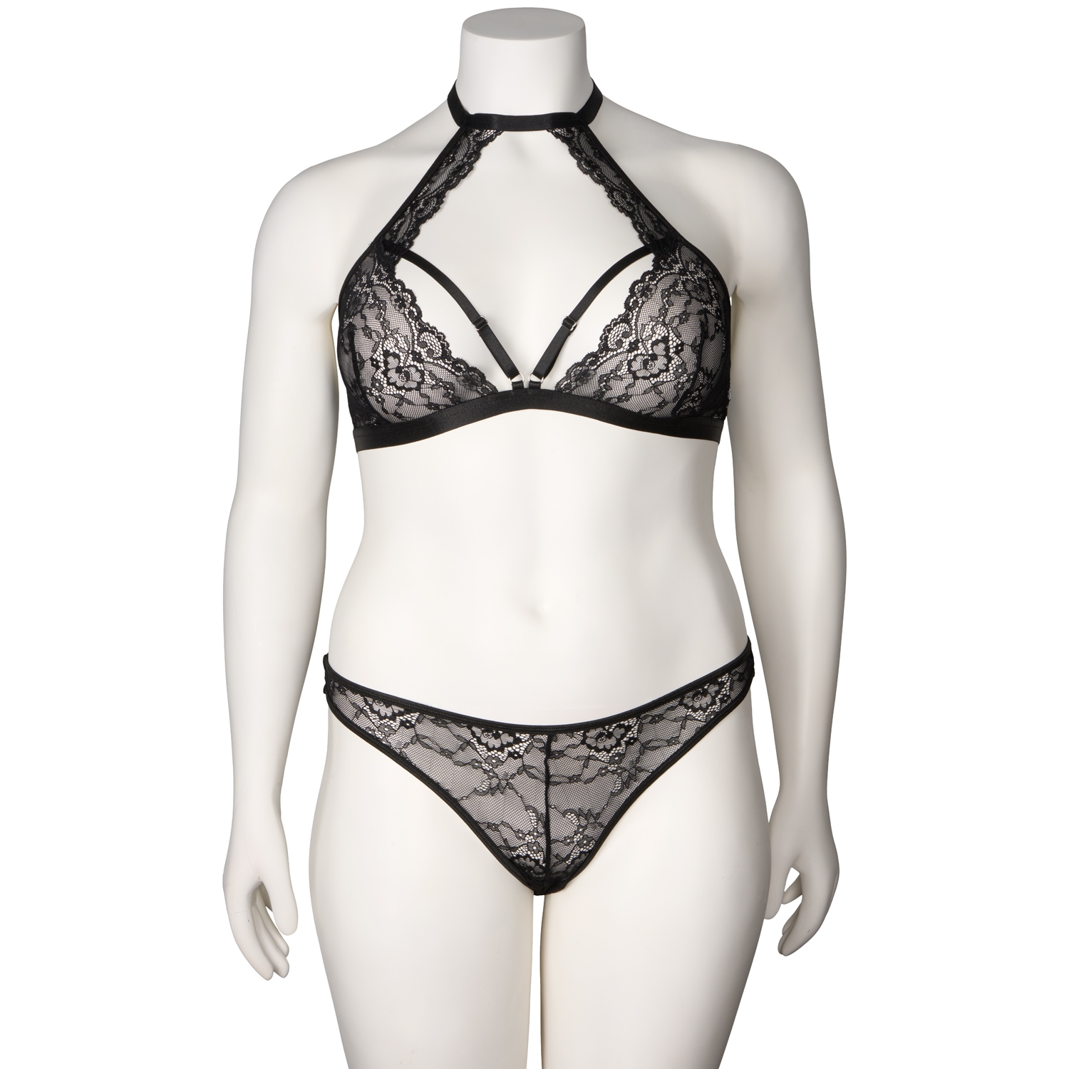 NORTIE Moments Elin Bundløs Halterneck&Trussesæt - Sort - Plus size