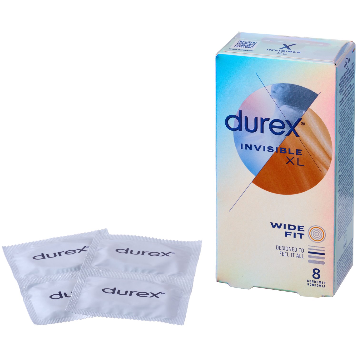 Durex Invisible XL Wide Fit Kondomer 8 stk - Klar