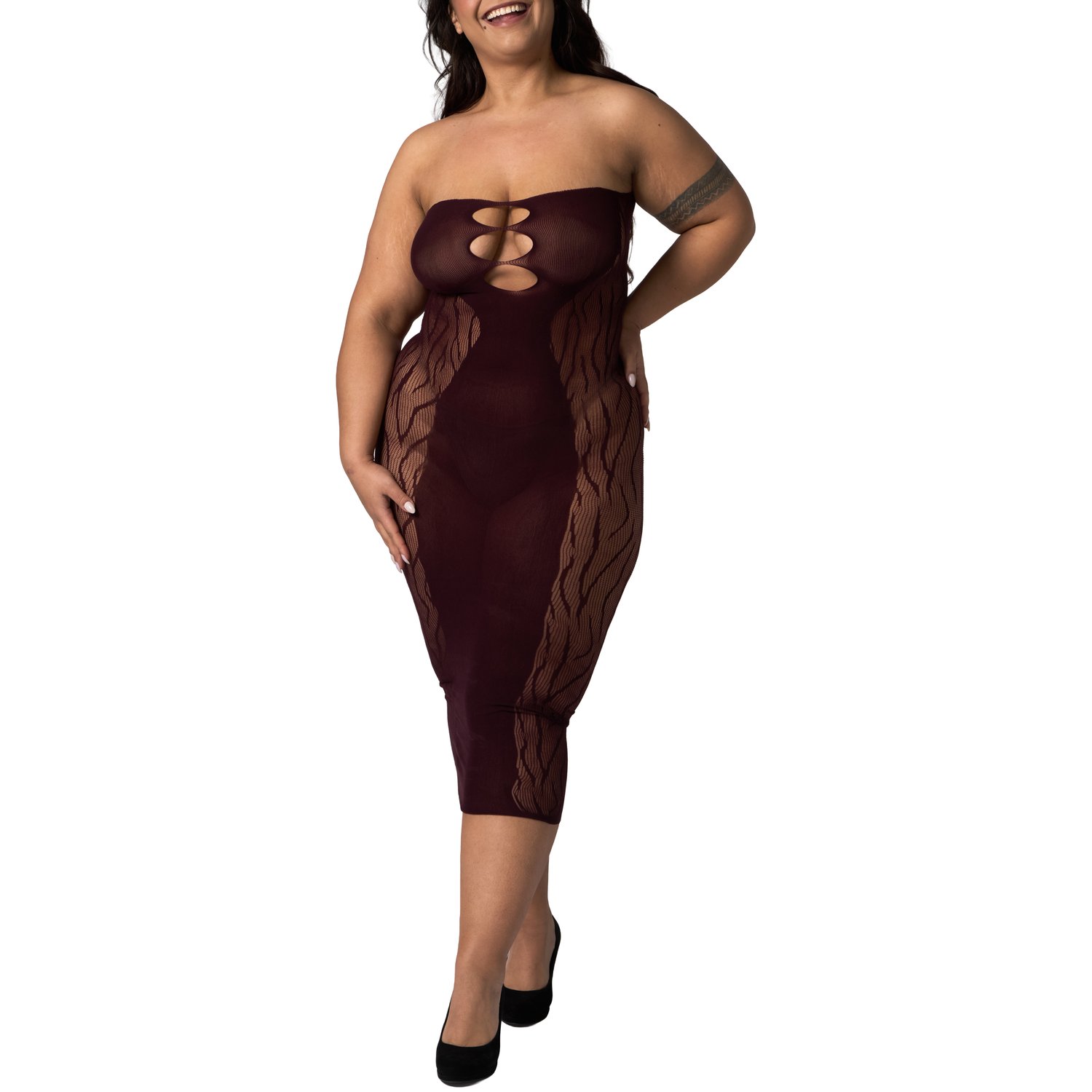 NORTIE Edda Lang Bordeaux Tubekjole - Rød - Plus size