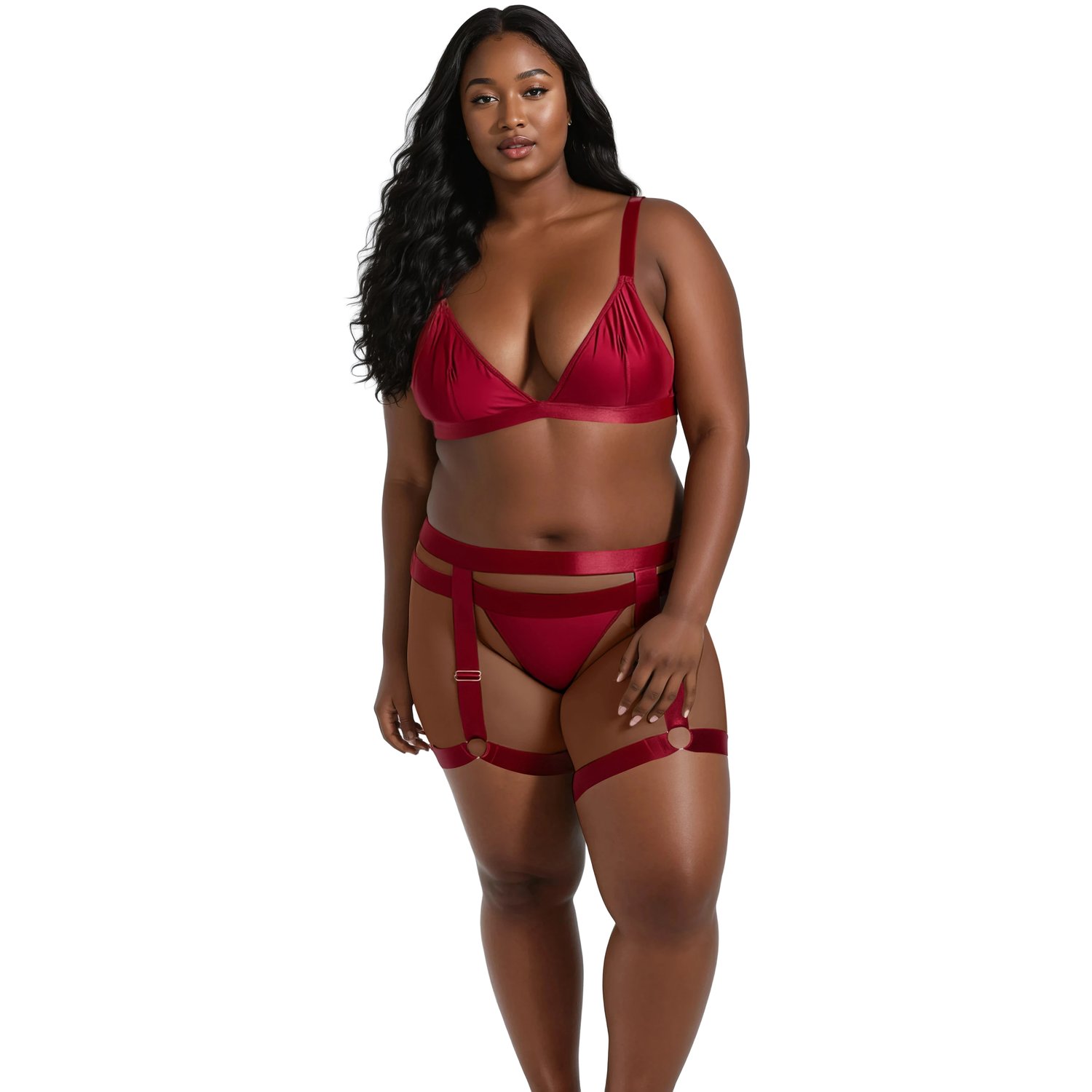 NORTIE Willow Rød Bralette Sæt - Rød - Plus size