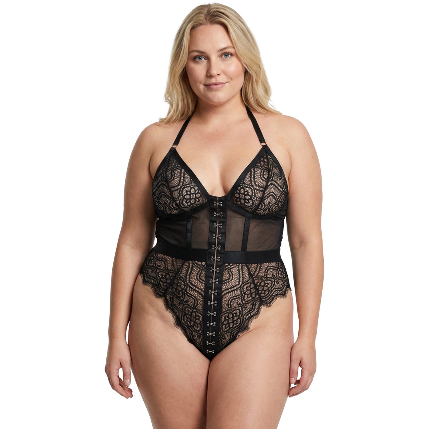 NORTIE Moments Carmen Bundløs Bodystocking - Sort - Plus size