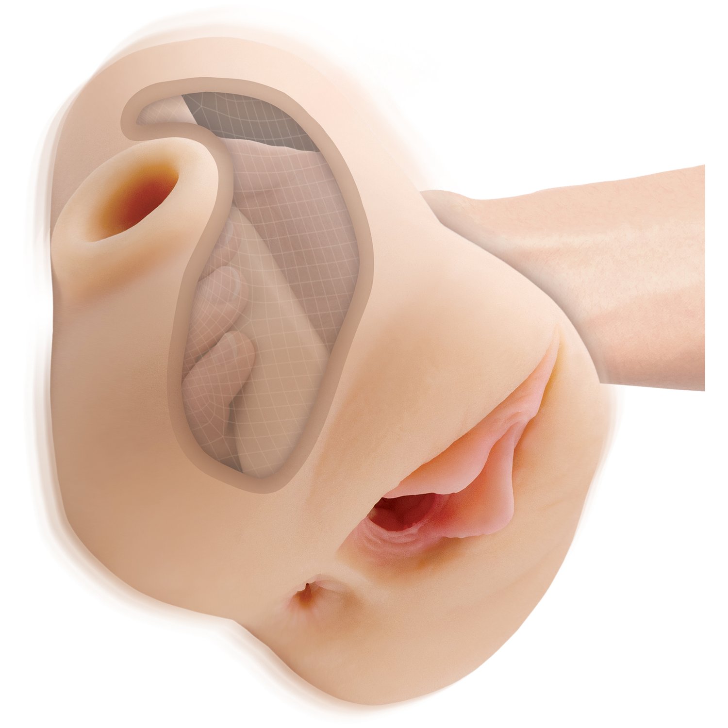 PDX Plus Double Pounder Vibrerende Squeeze Masturbator - Nude